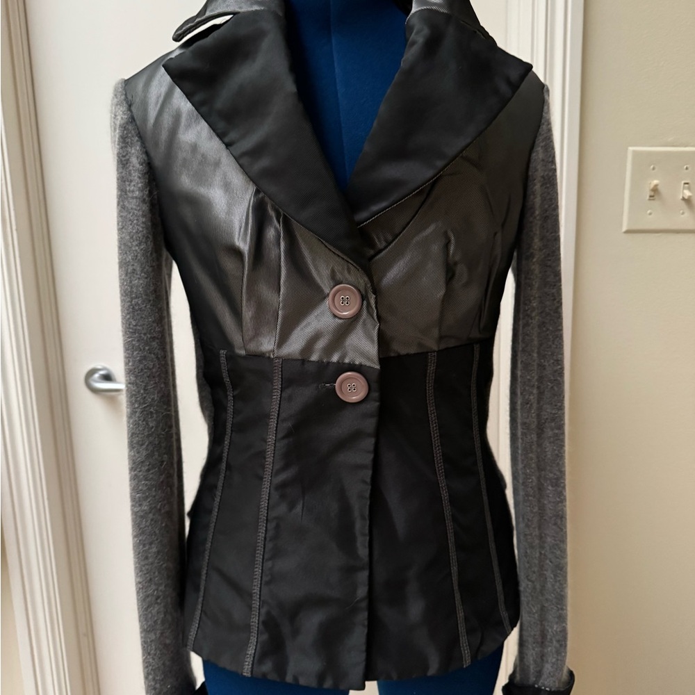 Chic Black And Gray Button Down Jacket With High … - image 2
